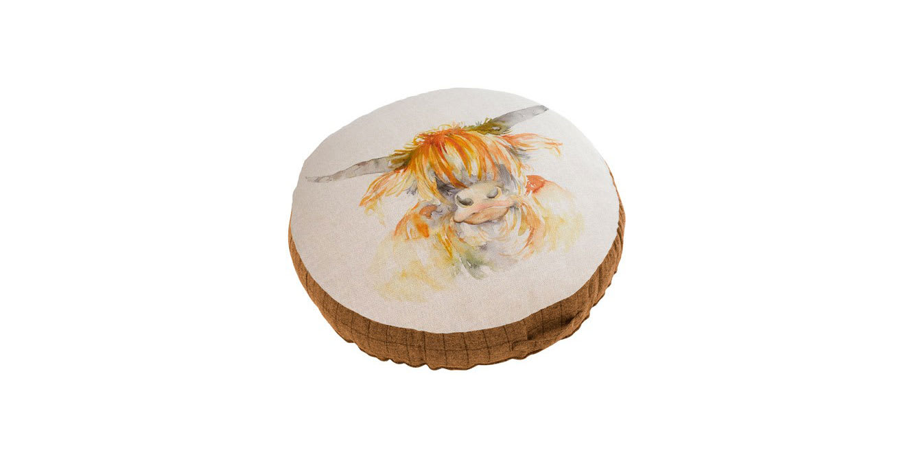 highland cow floor cushion
