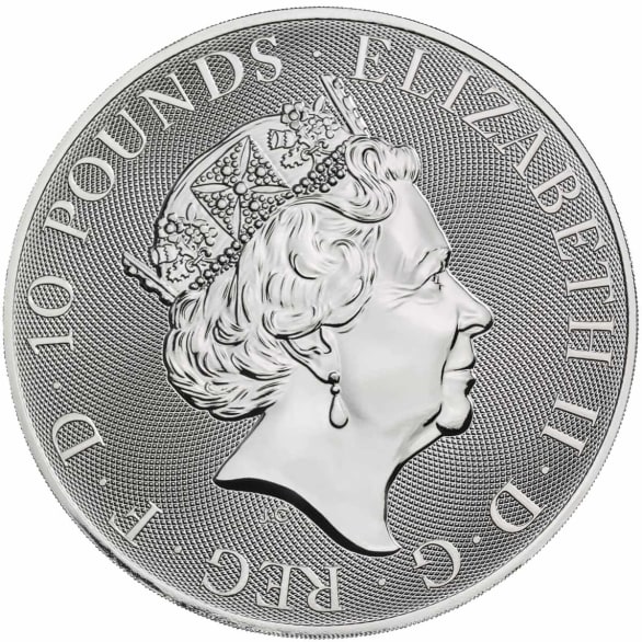 The Queen's Beasts 2021 White Lion of Mortimer Silver 10oz Bullion Coin