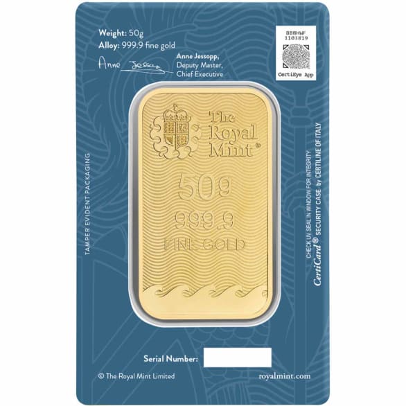 The Royal Mint 50g Secure Britannia Gold Bar