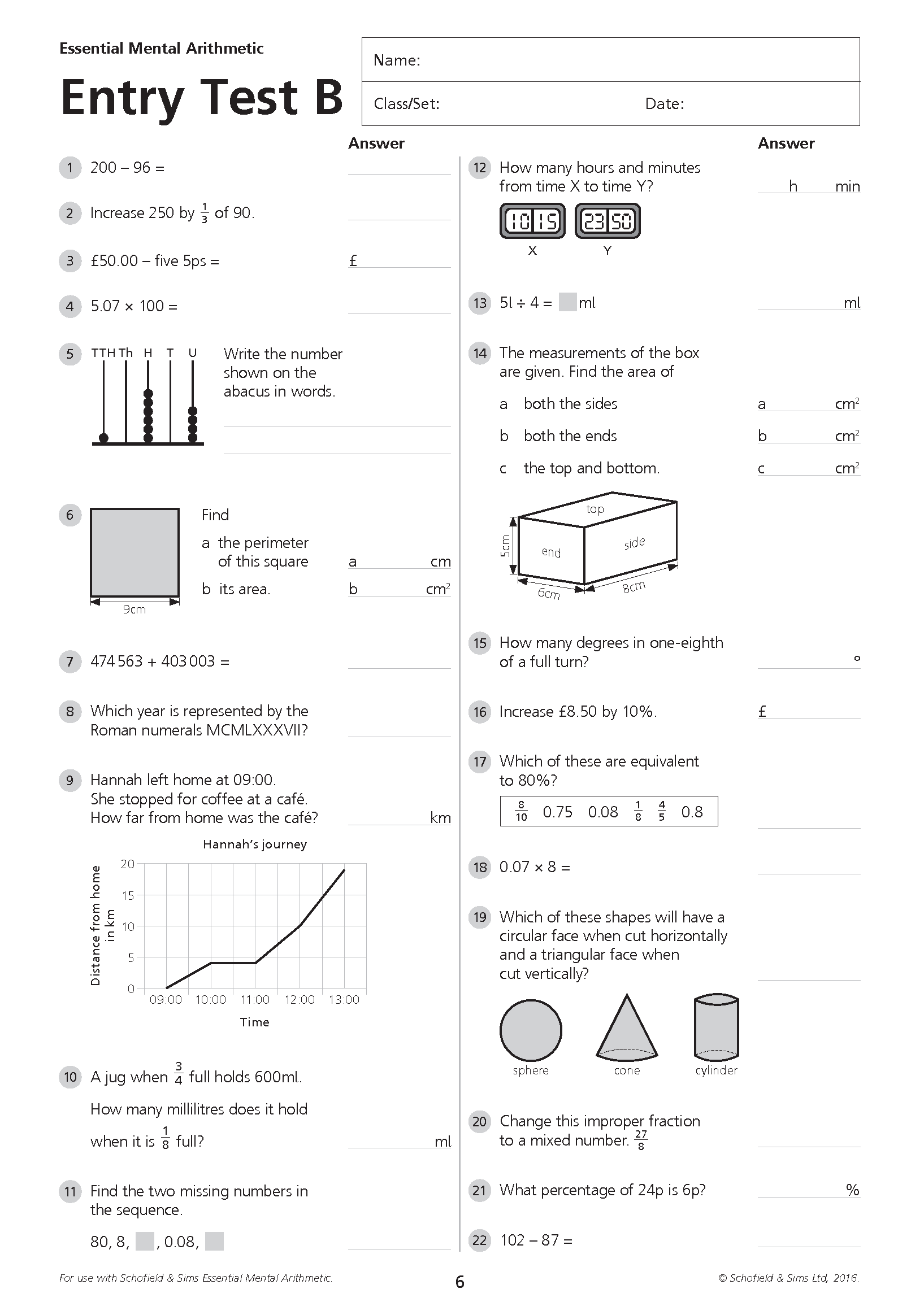 Essential Mental Arithmetic 2: Schofield and Sims