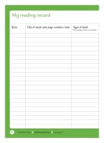 KS2 My Reading Record Inner Page