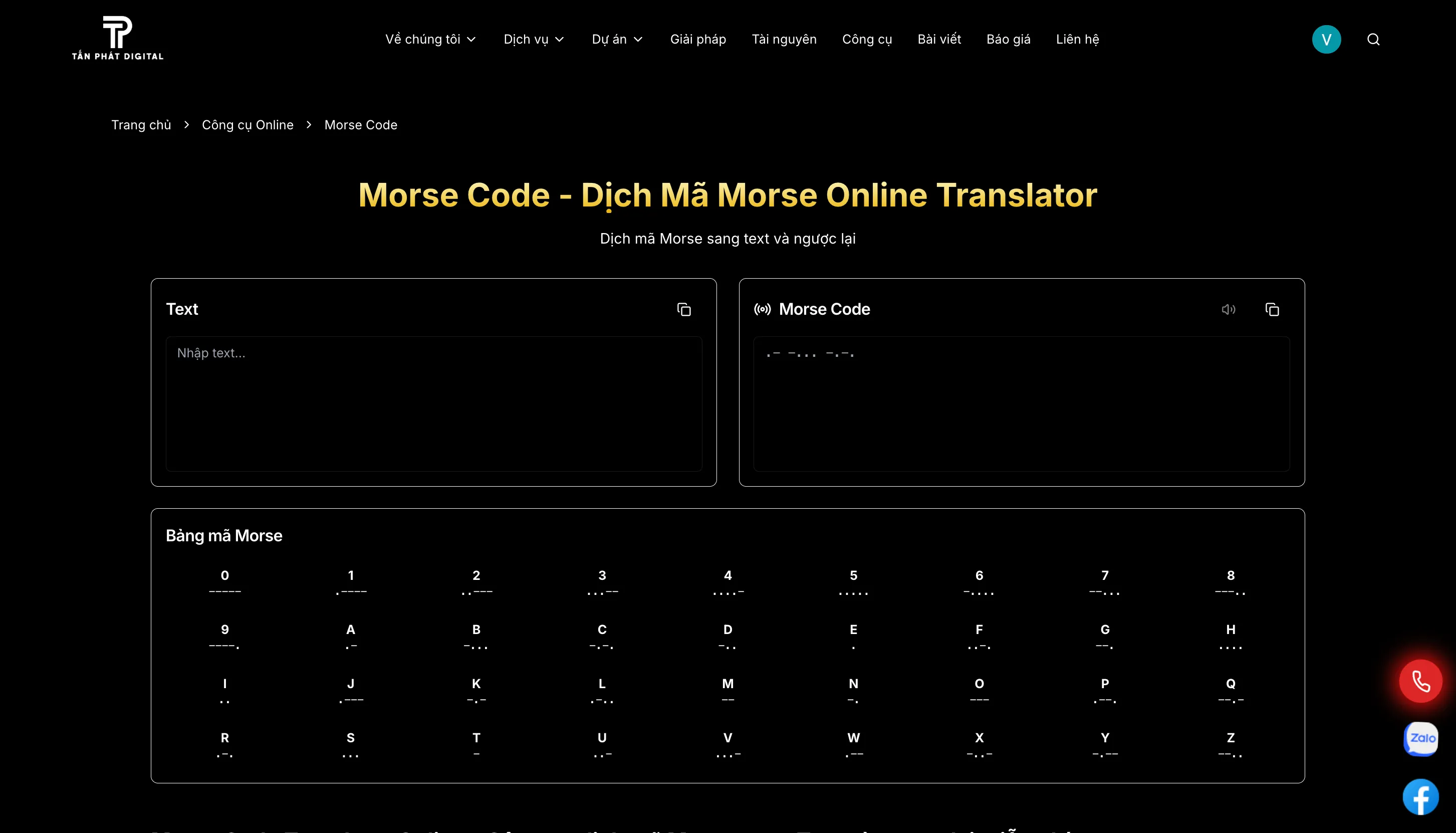Morse Code Translator Online - Công cụ dịch mã Morse sang Text và ngược lại miễn phí - Tấn Phát Digital