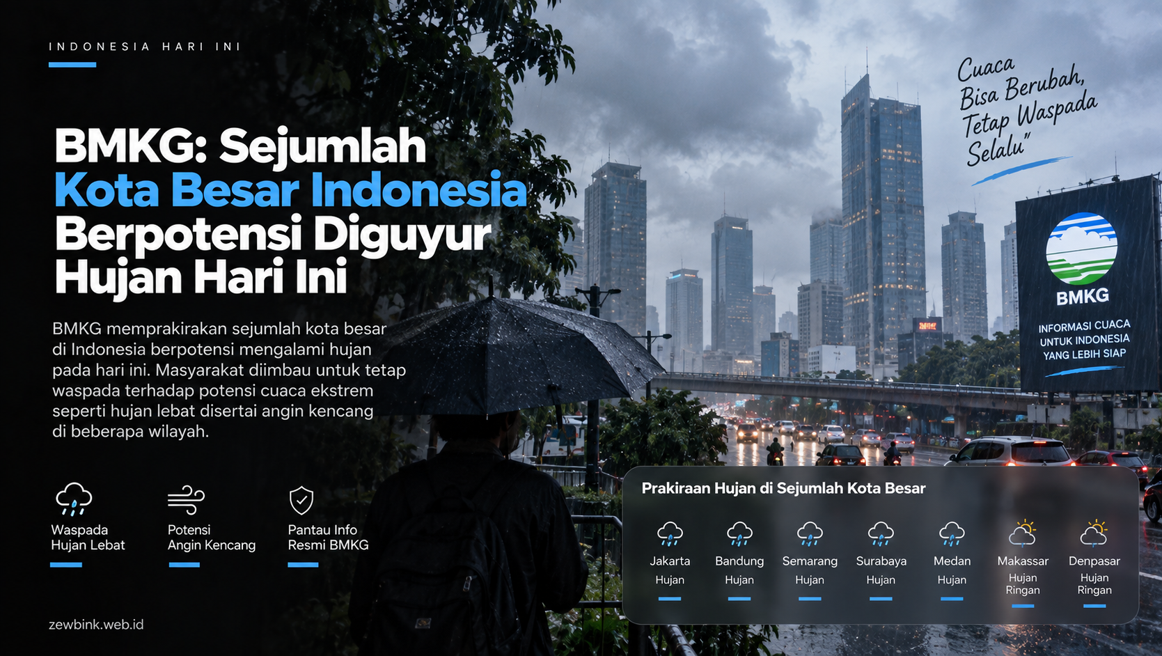 BMKG: Sejumlah Kota Besar Indonesia Berpotensi Diguyur Hujan Hari Ini