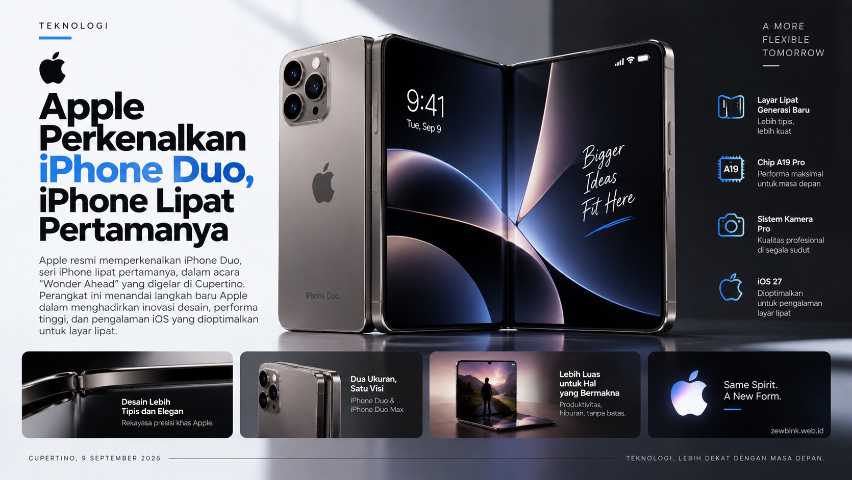 Apple Perkenalkan iPhone Duo, iPhone Lipat Pertamanya