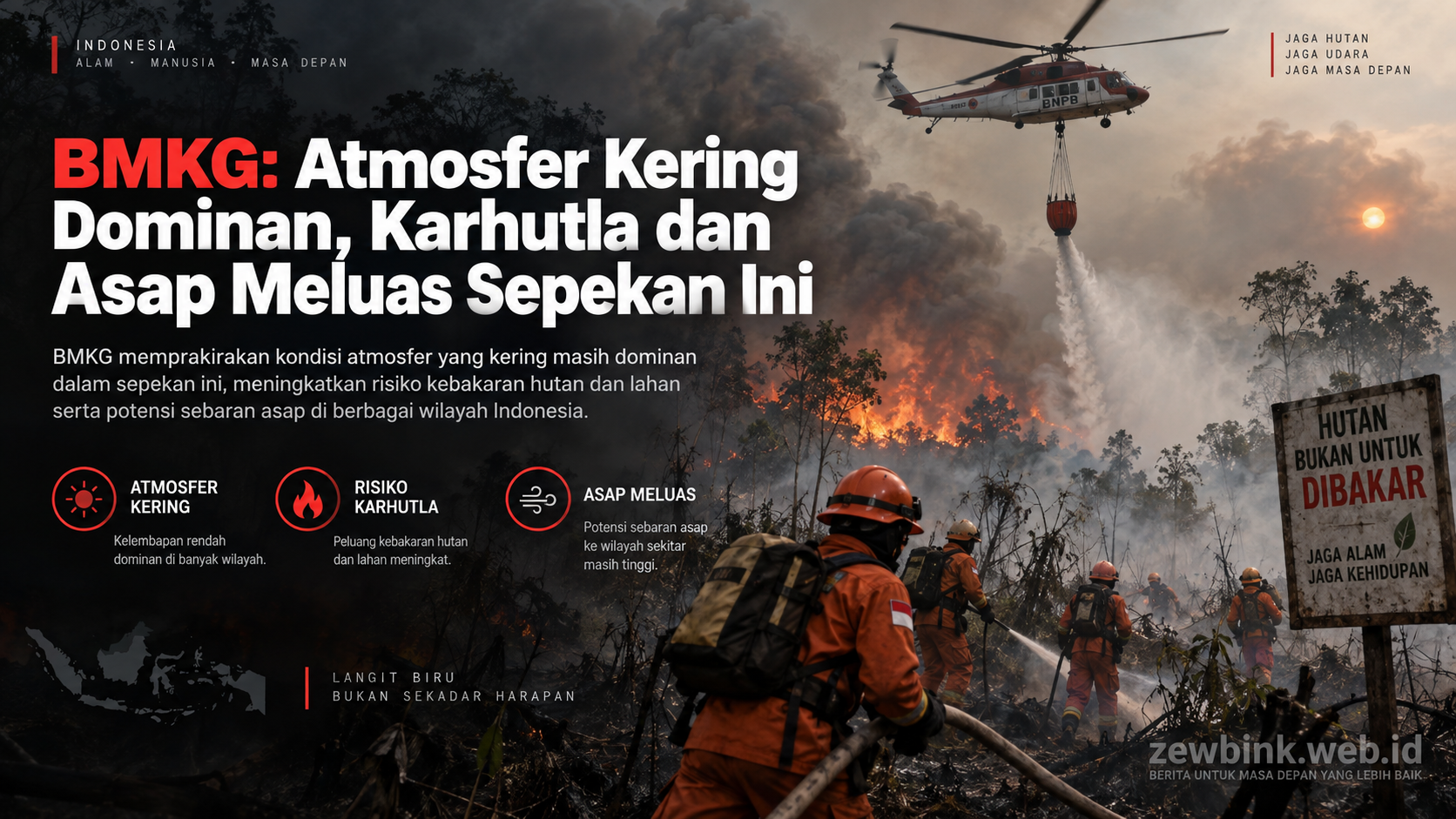 BMKG: Atmosfer Kering Dominan, Karhutla dan Asap Meluas Sepekan Ini