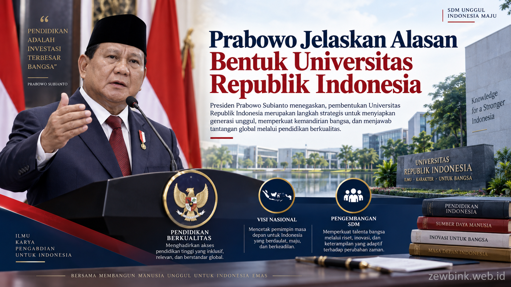 Prabowo Jelaskan Alasan Bentuk Universitas Republik Indonesia