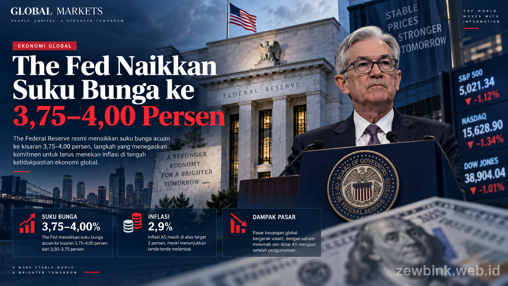 The Fed Naikkan Suku Bunga ke 3,75–4,00 Persen