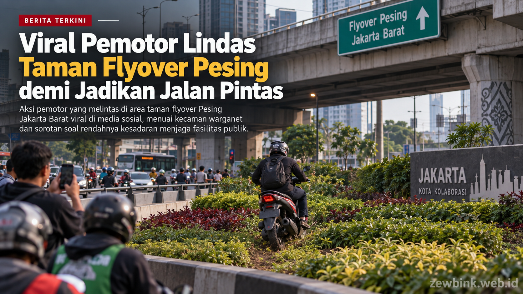 Viral Pemotor Lindas Taman Flyover Pesing demi Jadikan Jalan Pintas