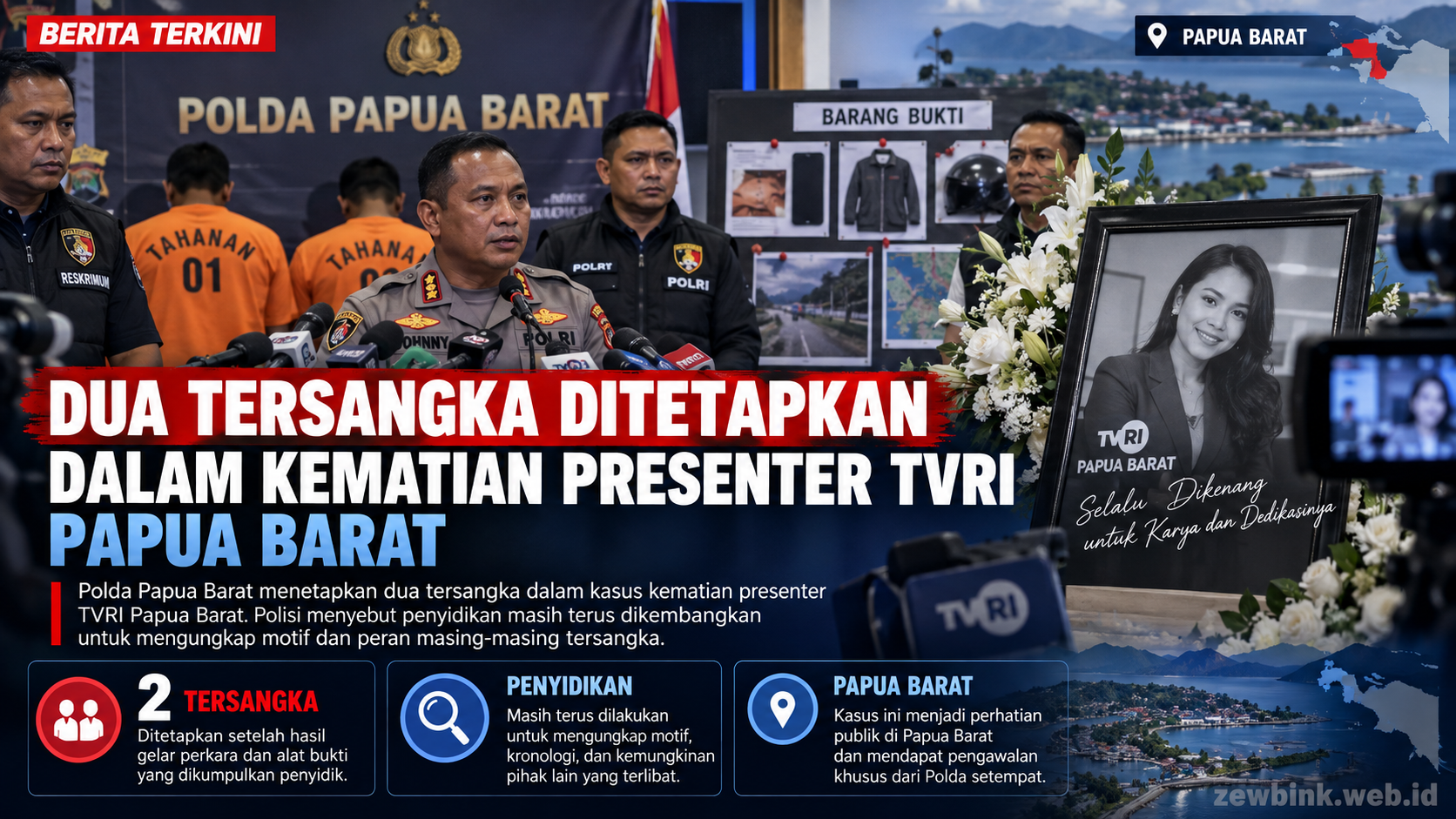 Dua Tersangka Ditetapkan dalam Kematian Presenter TVRI Papua Barat