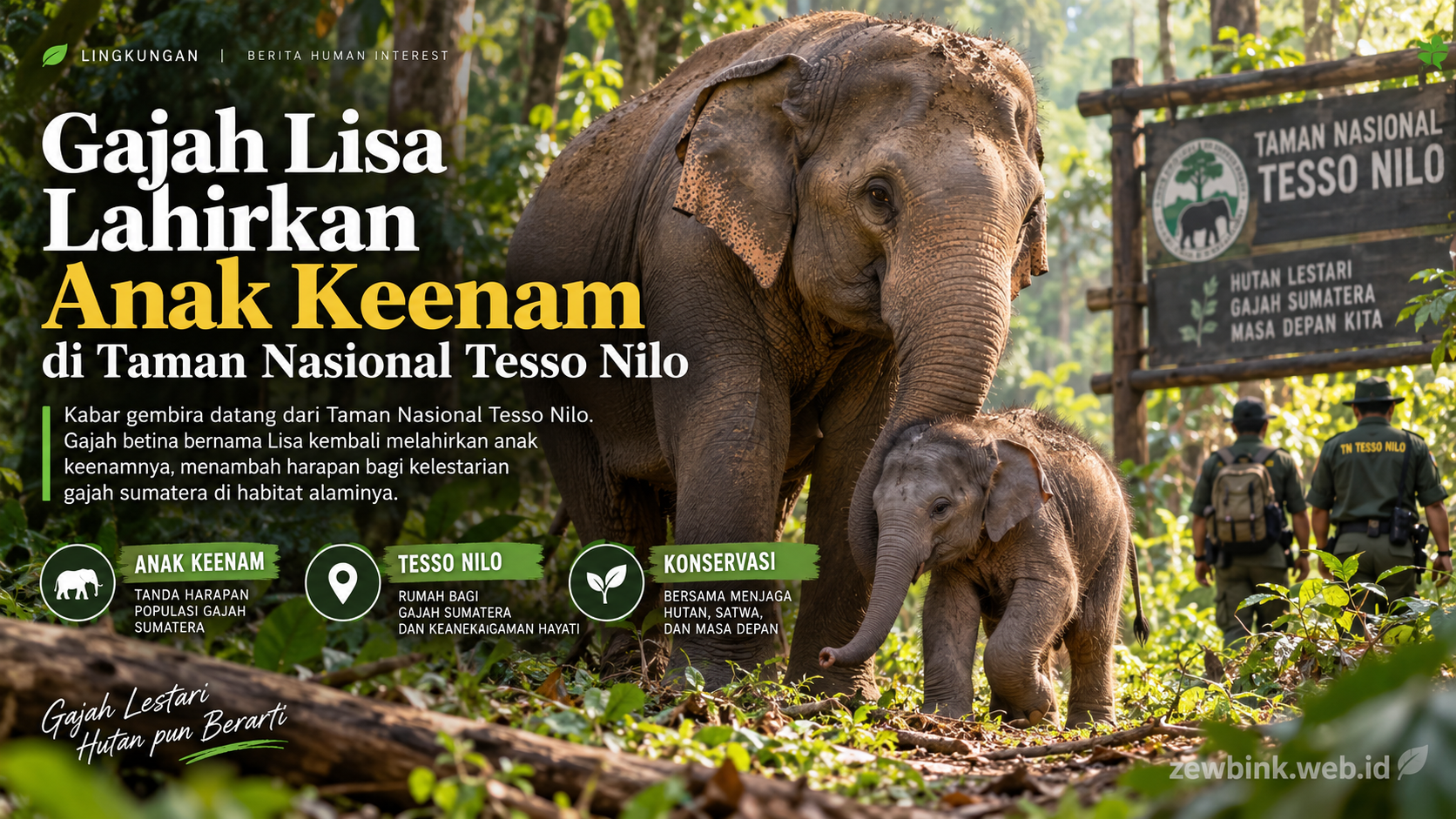 Gajah Lisa Lahirkan Anak Keenam di Taman Nasional Tesso Nilo