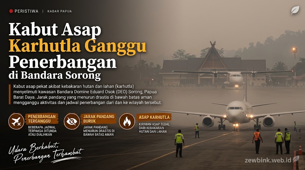 Kabut Asap Karhutla Ganggu Operasional Penerbangan di Bandara Sorong