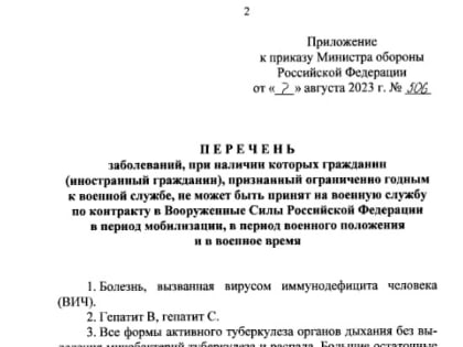 Опубликован список заболеваний, запрещающих службу в российской армии по контракту
