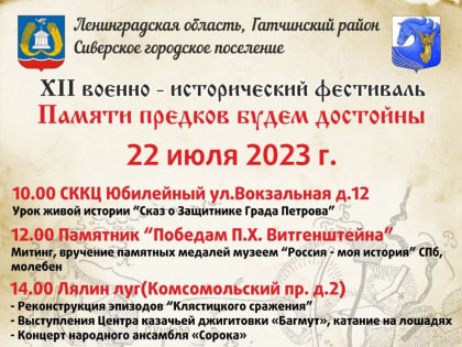 XII военно-исторический фестиваль Памяти предков будем достойны