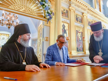 В Коневской обители подписано соглашение о сотрудничестве между Правительством Ленинградской области и Выборгской епархией