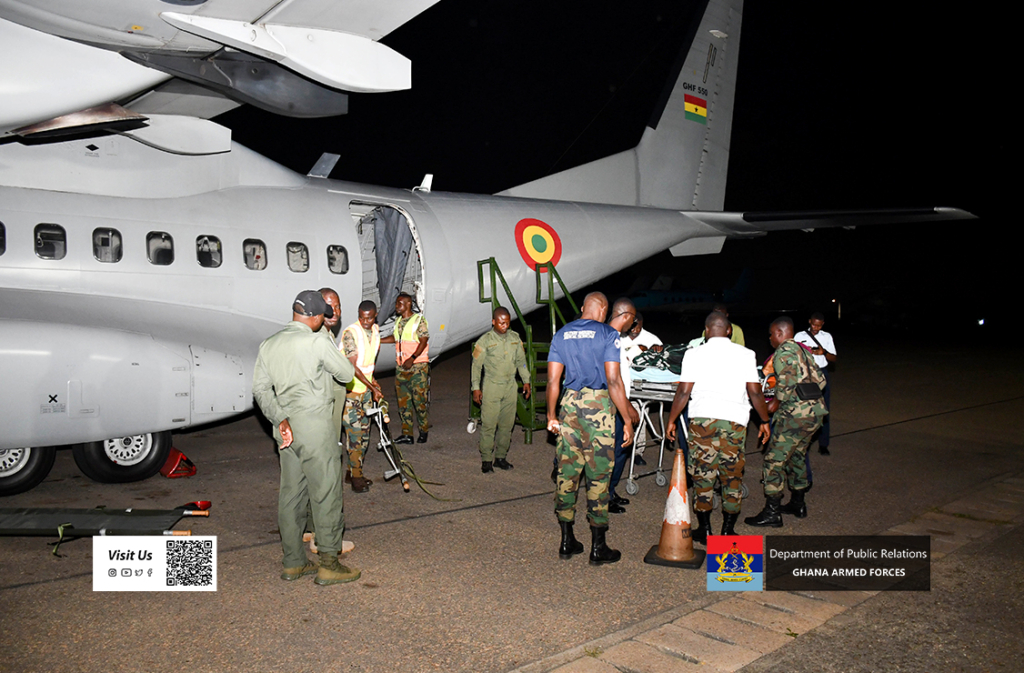 SAFETY AT LAST: Ghana Air Force Evacuates Injured Traders from Burkina Faso; Survivors Rushed to 37 Military Hospital