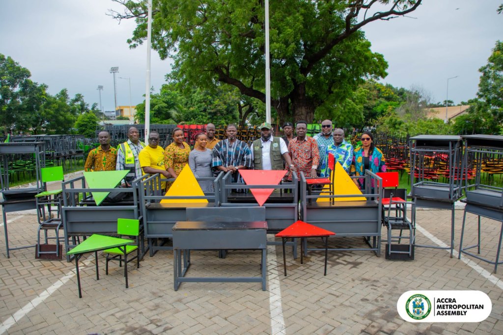 Accra Metropolitan Assembly Presents 997 School Desks to Eight Public Schools