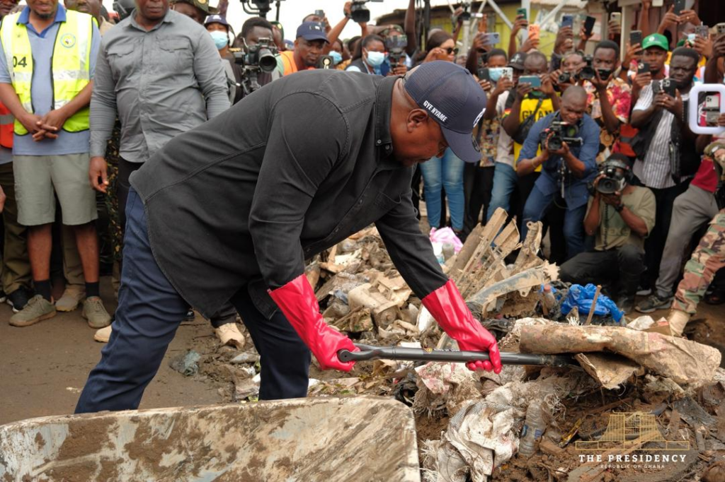 President Mahama Leads National Clean-Up Exercise in Alajo, Accra