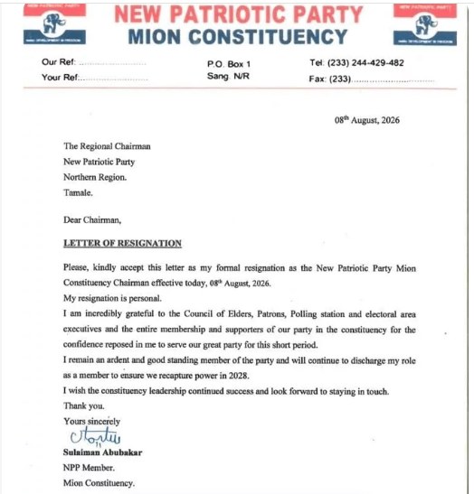 Mion Constituency NPP Chairman Resigns Barely Two Weeks After Election