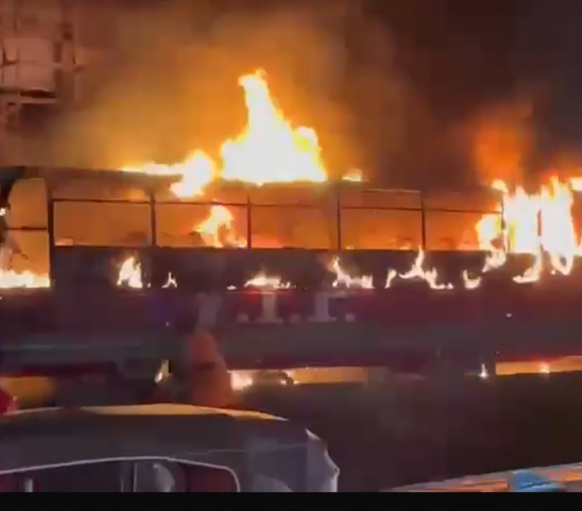 VIP Bus Destroyed By Fire in Ashanti Region