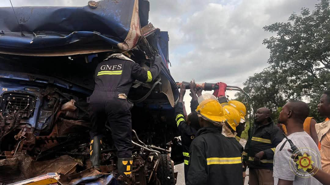 GNFS Rescues Trapped Driver in Kintampo-Tamale Highway Accident