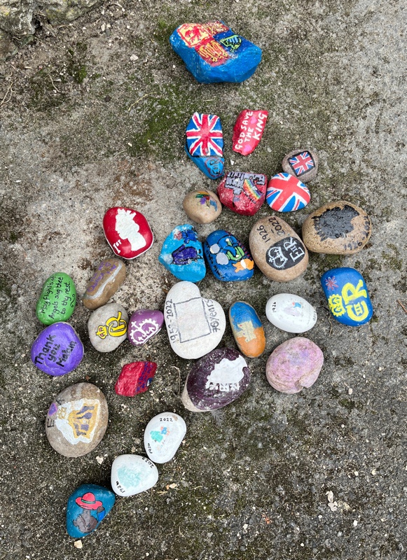 Painted pebble art for Queen Elizabeth