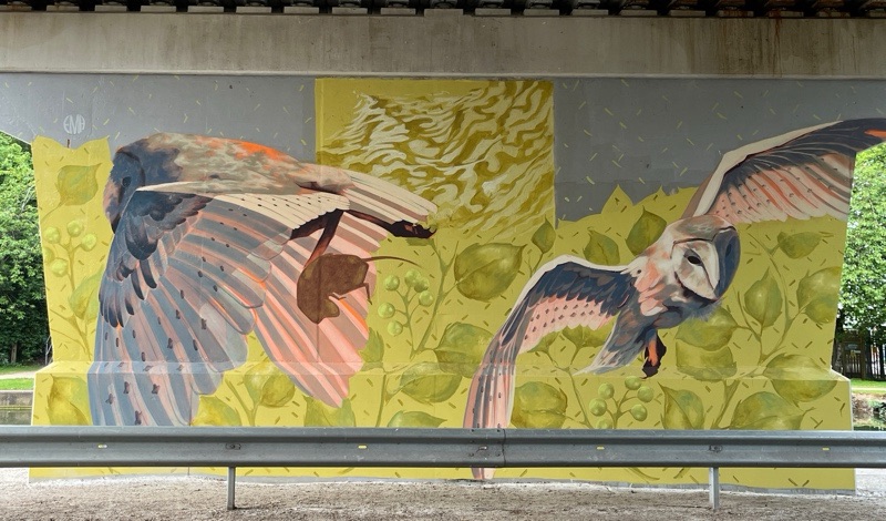 Prowling owls in an East Yorkshire mural