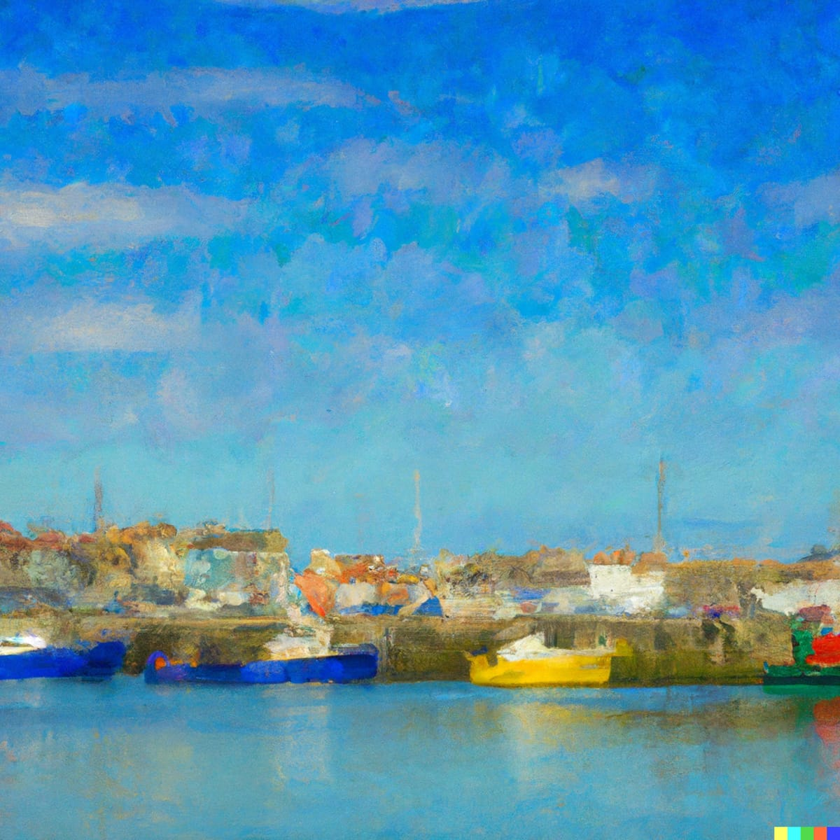 1st digital painting of Bridlington harbour as generated by the Dall-E AI engine