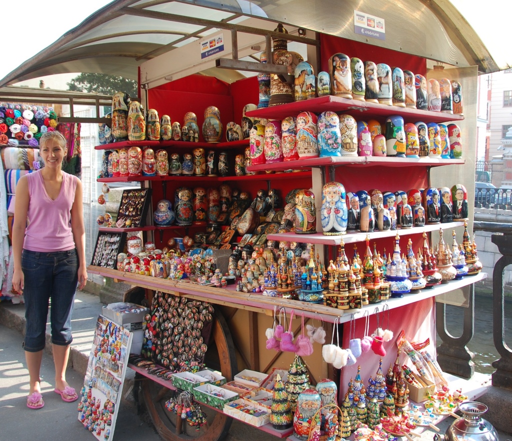 Russian dolls on sale in St Petersburg