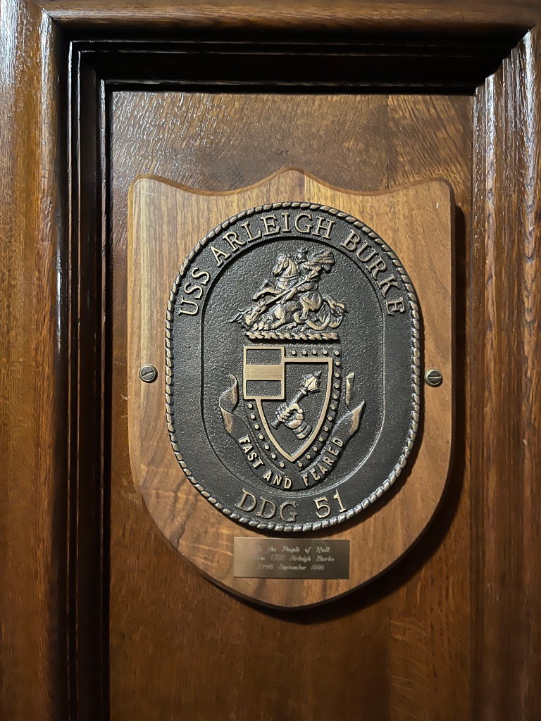 The US destroyer Arleigh Burke left a memento of its visit to Hull in 1996