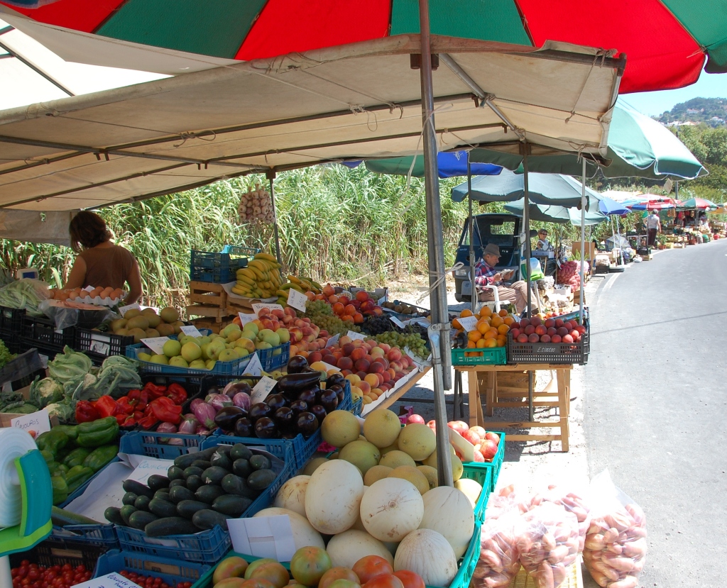 Roadside fruit market in Portugal.