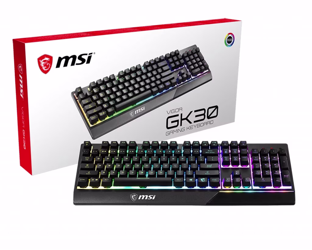 MSI Vigor GK30 TR Mekanik Hisli 6 Bölge RGB Kablolu Türkçe Q Oyuncu Klavyesi - 1