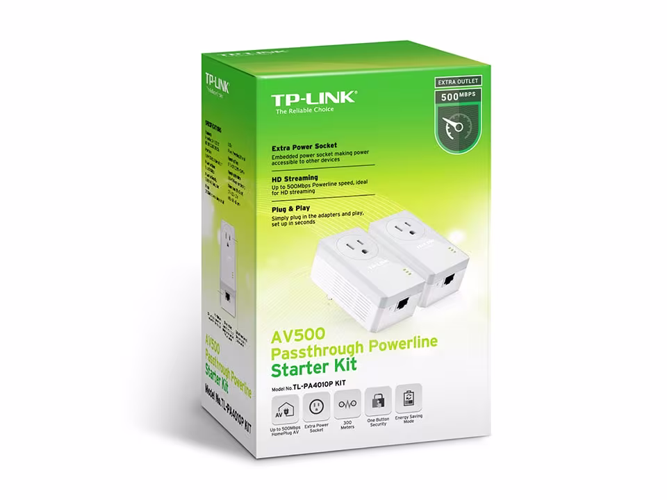 TP-Link TL-PA4010P KIT AV500 AC Güç Soketli Powerline Adaptör - 1
