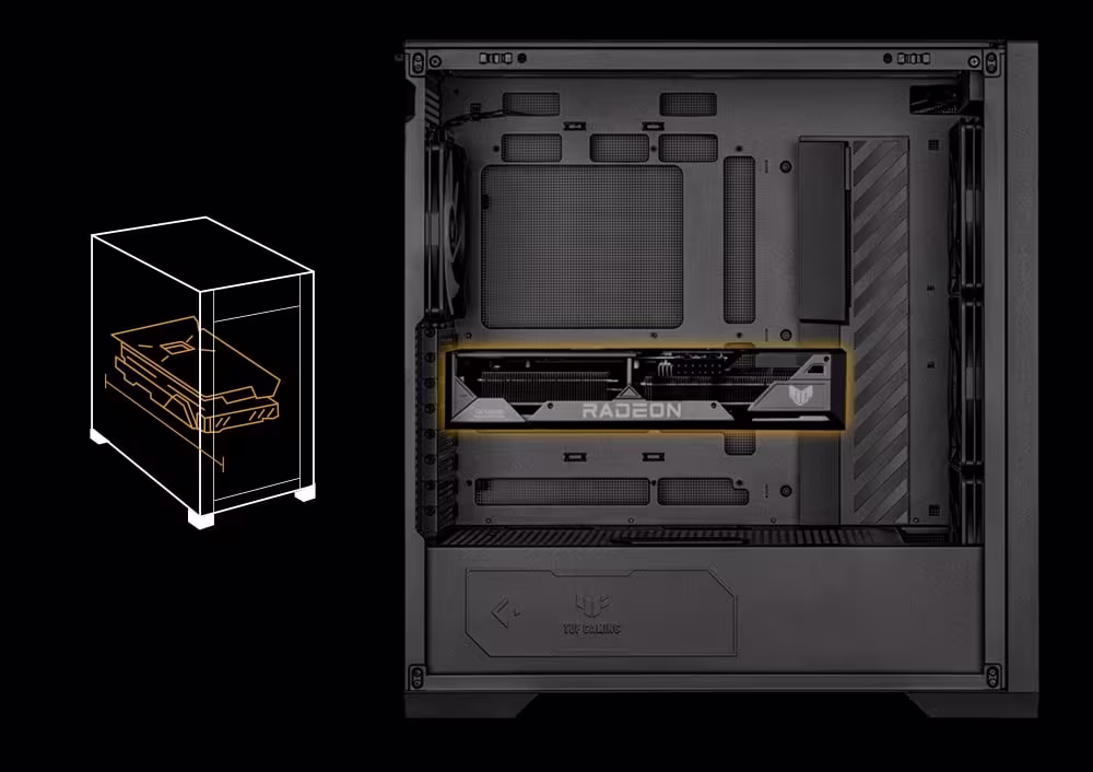 407 mm GPU · geniş kart alanı