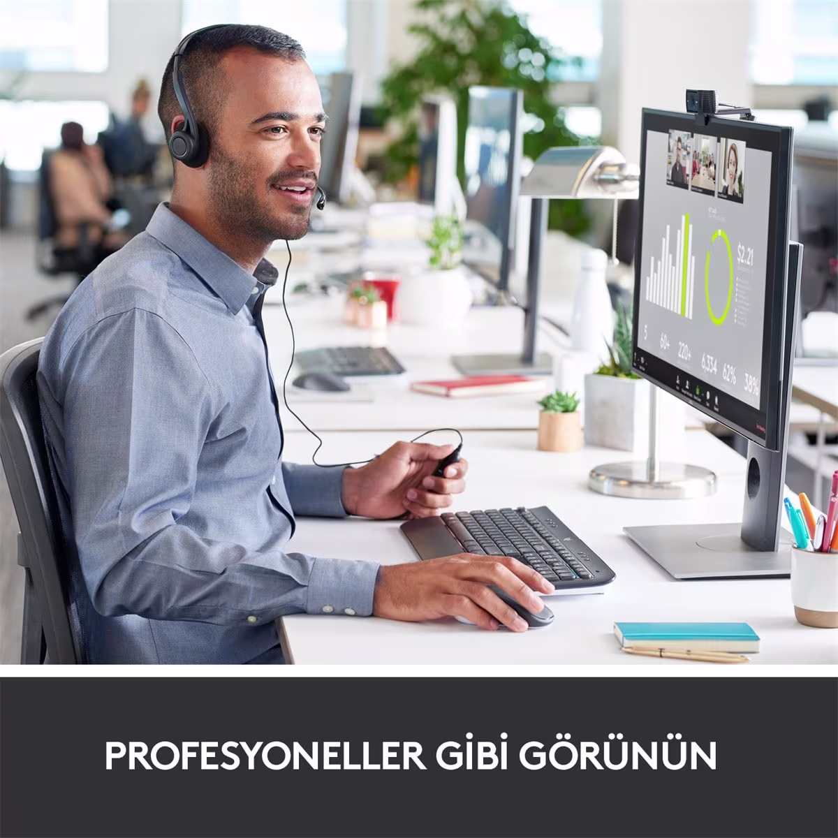 Ofiste profesyonel görüntülü çağrı