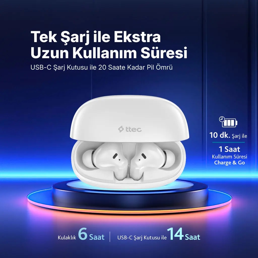Ttec AirBeat One Uzun Pil Ömrü