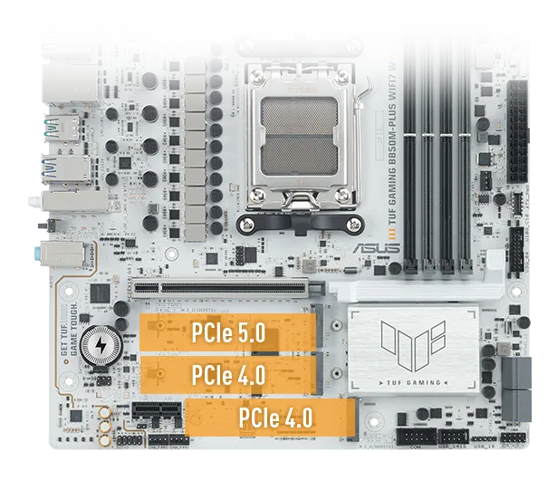 TUF B850M-PLUS WIFI7 W PCIe 5.0 ve M.2