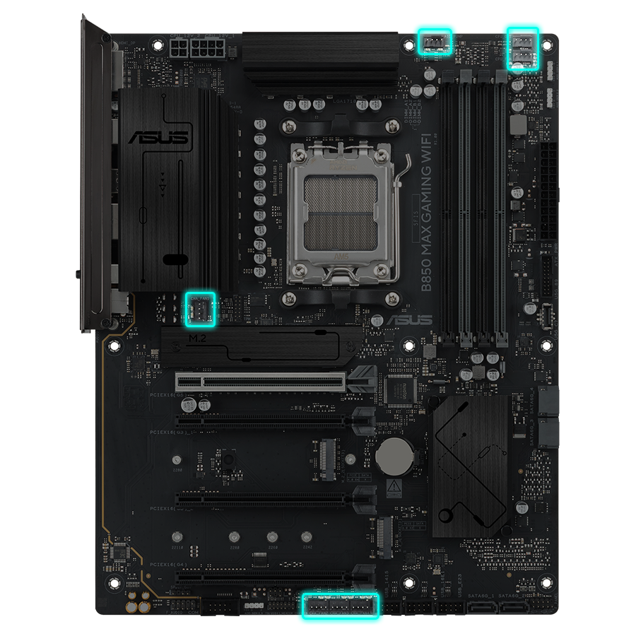 B850 MAX GAMING WIFI soğutma başlıkları