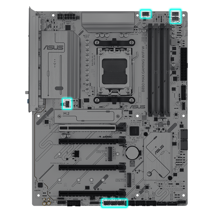 B850 MAX GAMING WIFI W soğutma başlıkları