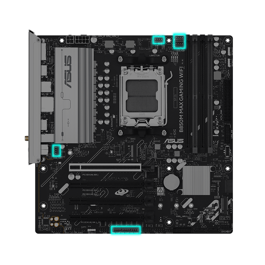 B850M MAX GAMING WIFI soğutma başlıkları