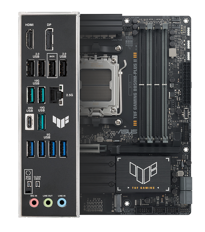 TUF B850M-PLUS II arka I/O