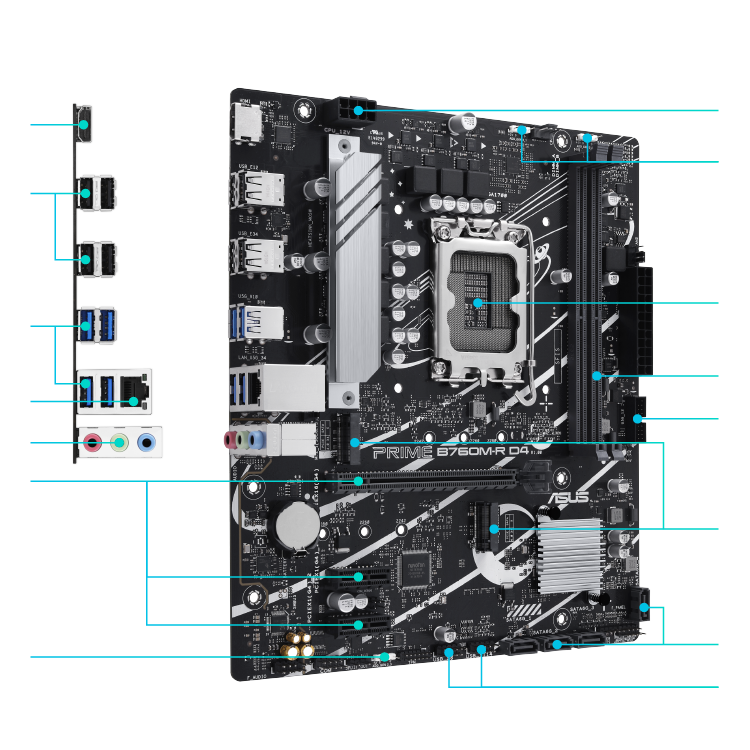 PRIME B760M-R D4 bağlantılar