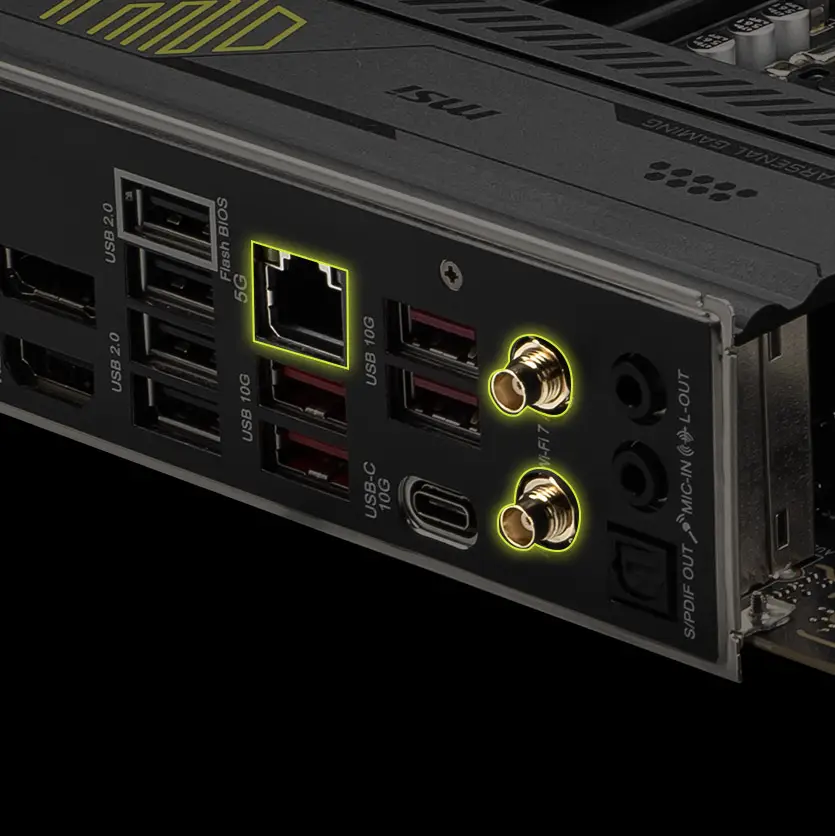 MAG B860 TOMAHAWK WIFI 5G LAN ve Wi-Fi 7 I/O