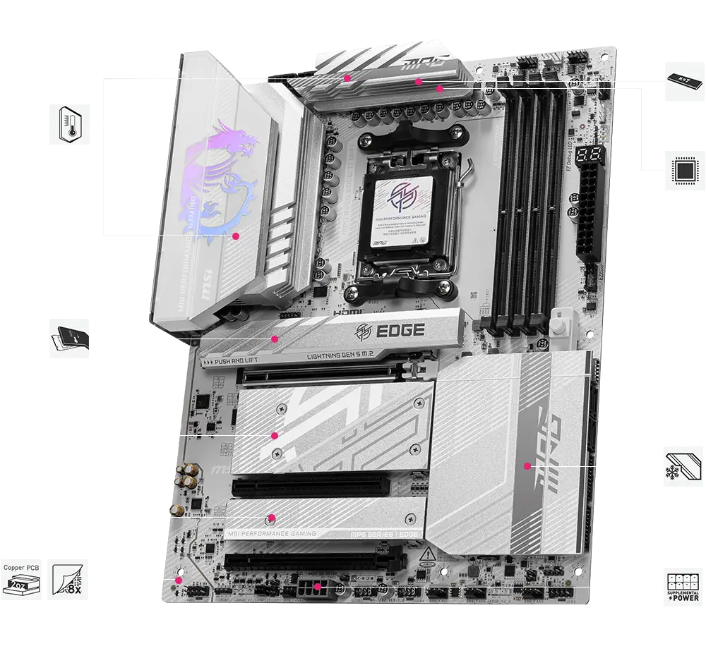 MPG B850 EDGE TI WIFI 8 katmanlı PCB ve soğutma
