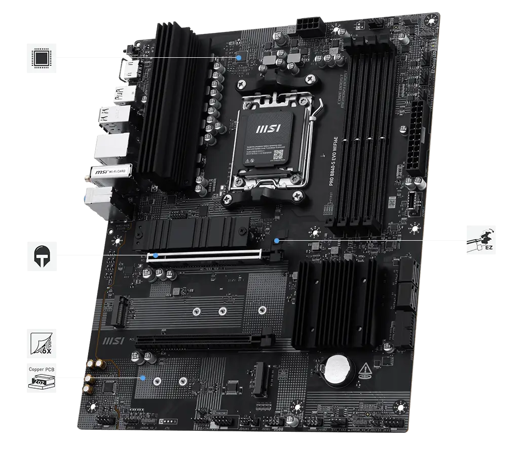 PRO B840-S EVO WIFI6E EZ montaj ve PCB özellikleri