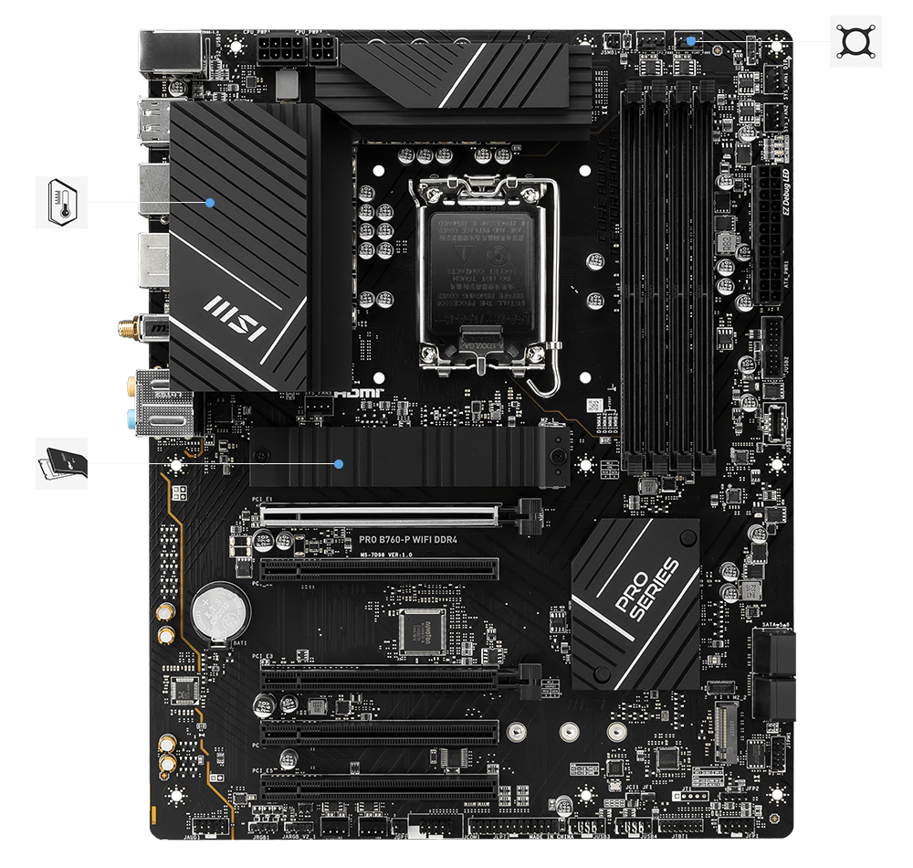 PRO B760-P WIFI DDR4 soğutma ve M.2 Shield Frozr
