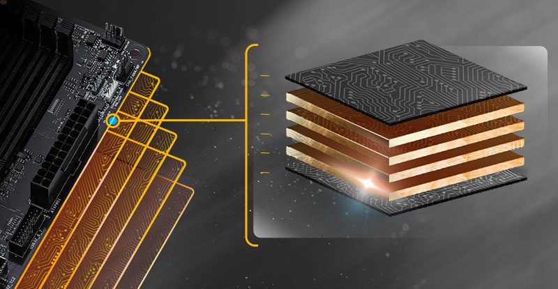 B850M Pro-A 6 katmanlı PCB