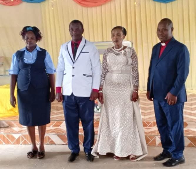 Bishop Muli officiating wedding of Obed and Prisca at Tanzania