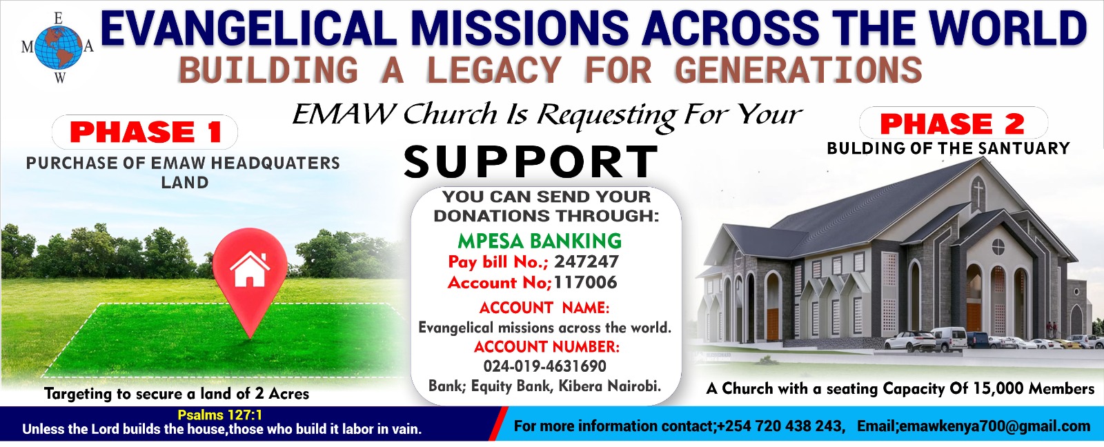 EMAW Fundraising towards purchase of church land
