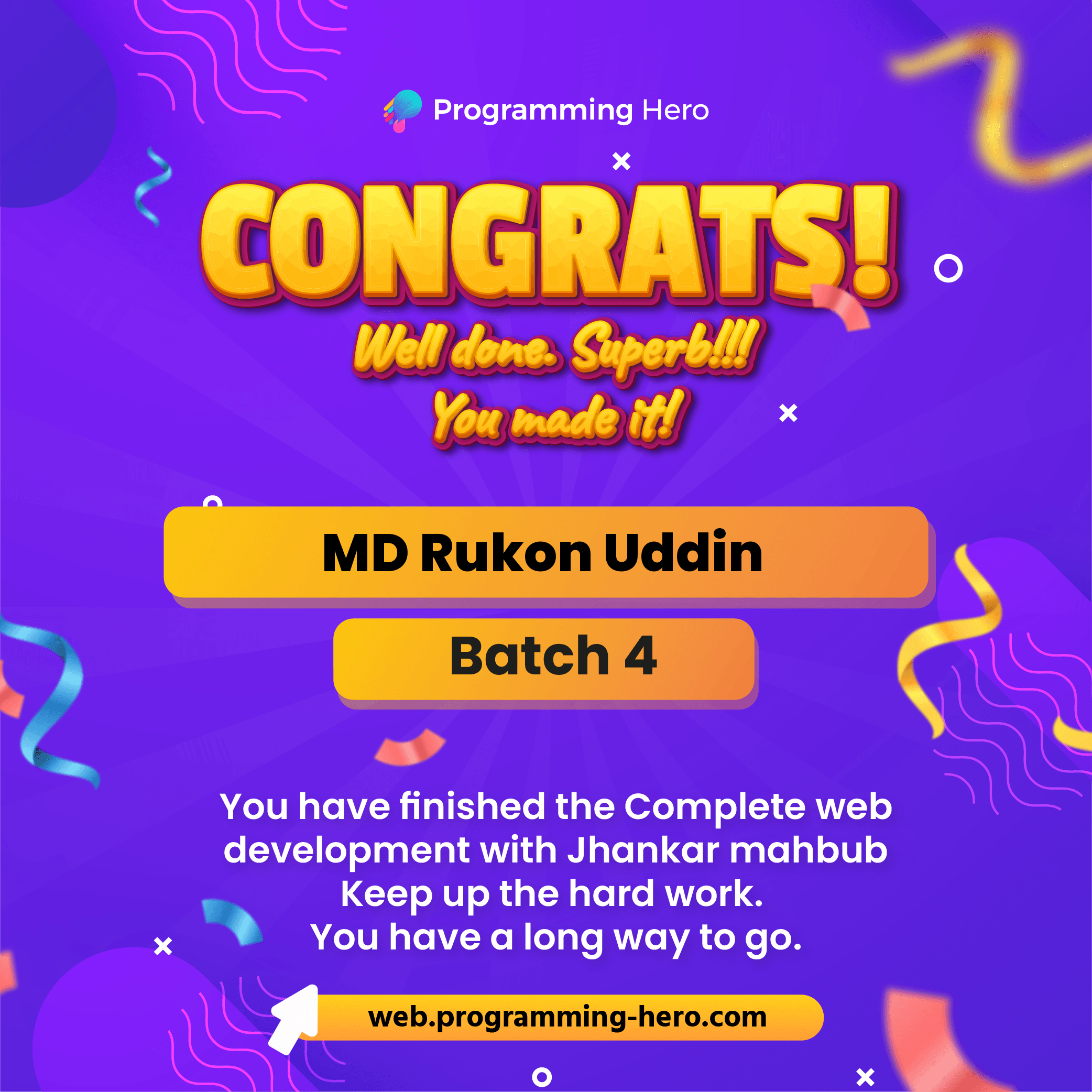 Congrats for Complete Web development