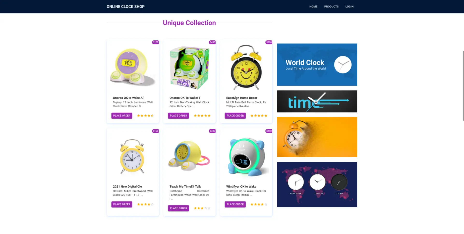 Niche Product website - Online Clock Shop Screenshot #3